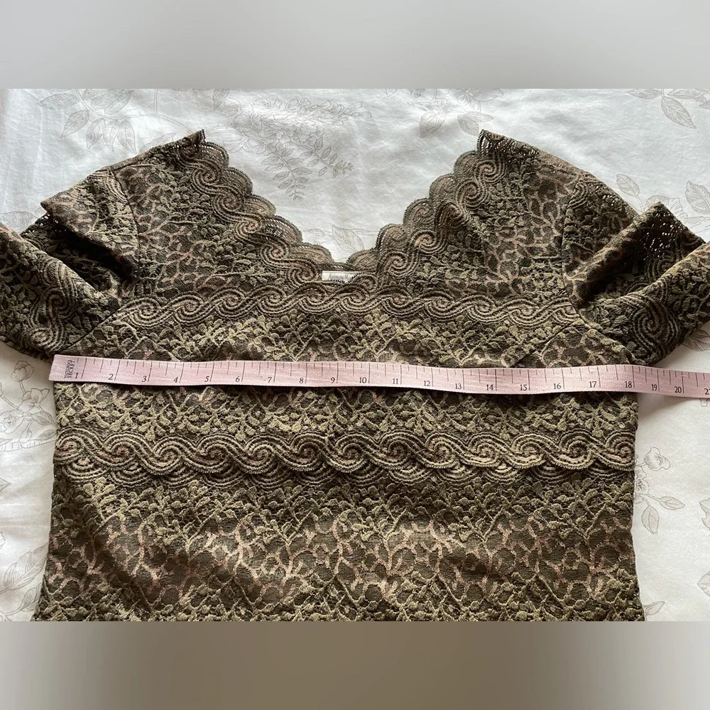 Vintage Green Lace Off The Shoulder Top Large Forest Fairy‎ Goblincore Nymph Fae